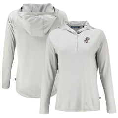 Cincinnati Reds Cutter & Buck Women's Cooperstown Collection Coastline Epic Comfort Eco Recycled Hoodie Raglan Long Sleeve T-Shirt Gray
