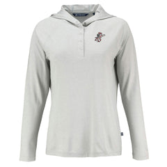 Cincinnati Reds Cutter & Buck Women's Cooperstown Collection Coastline Epic Comfort Eco Recycled Hoodie Raglan Long Sleeve T-Shirt Gray
