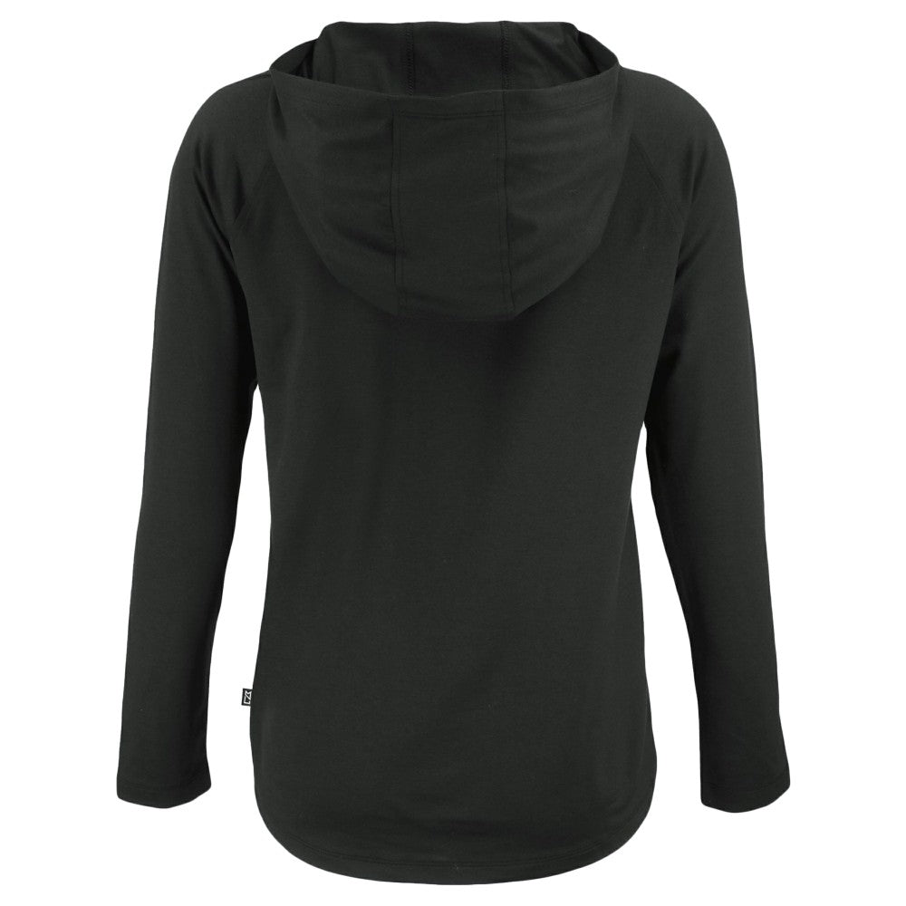 Cincinnati Reds Cutter & Buck Women's  Coastline Epic Comfort Eco Recycled Hoodie Raglan Long Sleeve T-Shirt Black
