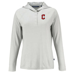 Cleveland Guardians Cutter & Buck Women's  Coastline Epic Comfort Eco Recycled Hoodie Raglan Long Sleeve T-Shirt Gray