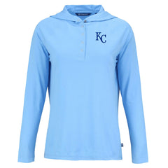 Kansas City Royals Cutter & Buck Women's  Coastline Epic Comfort Eco Recycled Hoodie Raglan Long Sleeve T-Shirt Powder Blue