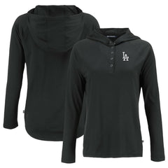 Los Angeles Dodgers Cutter & Buck Women's  Coastline Epic Comfort Eco Recycled Hoodie Raglan Long Sleeve T-Shirt Black