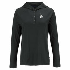 Los Angeles Dodgers Cutter & Buck Women's  Coastline Epic Comfort Eco Recycled Hoodie Raglan Long Sleeve T-Shirt Black
