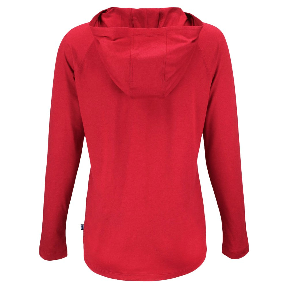 Minnesota Twins Cutter & Buck Women's  Coastline Epic Comfort Eco Recycled Hoodie Raglan Long Sleeve T-Shirt Red