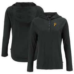 Pittsburgh Pirates Cutter & Buck Women's  Coastline Epic Comfort Eco Recycled Hoodie Raglan Long Sleeve T-Shirt Black