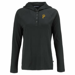 Pittsburgh Pirates Cutter & Buck Women's  Coastline Epic Comfort Eco Recycled Hoodie Raglan Long Sleeve T-Shirt Black