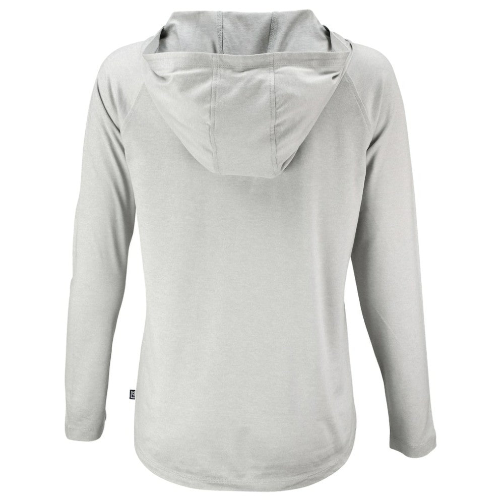 San Diego Padres Cutter & Buck Women's  Coastline Epic Comfort Eco Recycled Hoodie Raglan Long Sleeve T-Shirt Gray