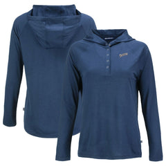 San Diego Padres Cutter & Buck Women's Cooperstown Collection Coastline Epic Comfort Eco Recycled Hoodie Raglan Long Sleeve T-Shirt Navy