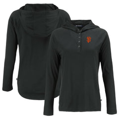 San Francisco Giants Cutter & Buck Women's  Coastline Epic Comfort Eco Recycled Hoodie Raglan Long Sleeve T-Shirt Black