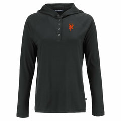 San Francisco Giants Cutter & Buck Women's  Coastline Epic Comfort Eco Recycled Hoodie Raglan Long Sleeve T-Shirt Black