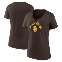 San Diego Padres Women's Local V-Neck T-Shirt Brown