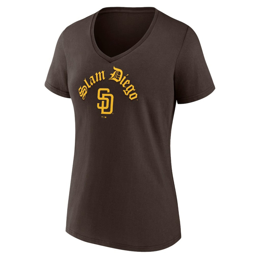 San Diego Padres Women's Local V-Neck T-Shirt Brown