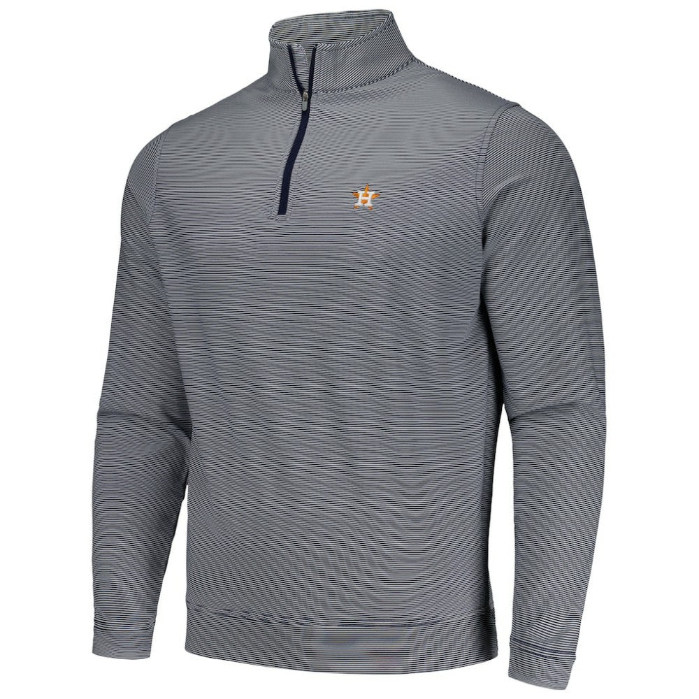 Houston Astros Peter Millar Perth Sugar Stripe Performance Quarter-Zip Top Navy