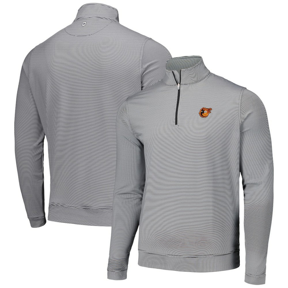 Baltimore Orioles Peter Millar Perth Sugar Stripe Performance Quarter-Zip Top Black
