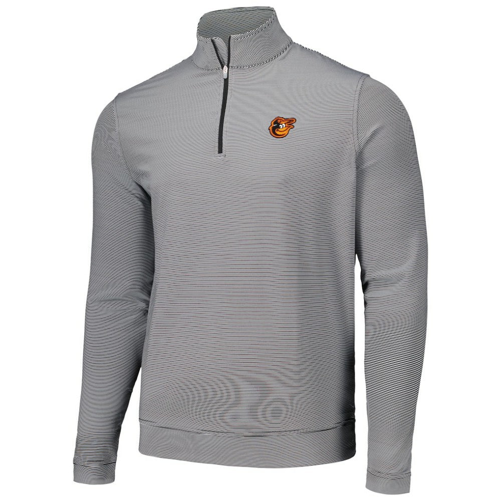 Baltimore Orioles Peter Millar Perth Sugar Stripe Performance Quarter-Zip Top Black