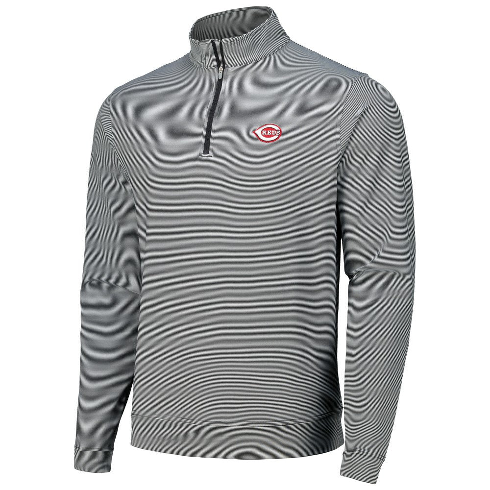 Cincinnati Reds Peter Millar Perth Sugar Stripe Performance Quarter-Zip Top Black