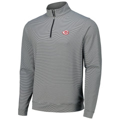 Cincinnati Reds Peter Millar Perth Sugar Stripe Performance Quarter-Zip Top Black