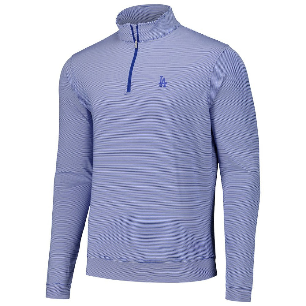Los Angeles Dodgers Peter Millar Perth Sugar Stripe Performance Quarter-Zip Top Royal