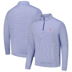Philadelphia Phillies Peter Millar Perth Sugar Stripe Performance Quarter-Zip Top Royal