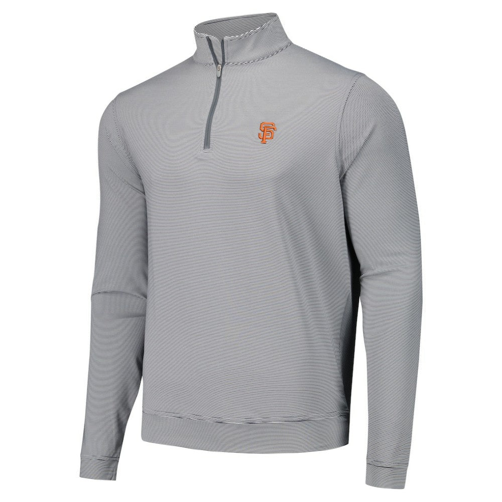 San Francisco Giants Peter Millar Perth Sugar Stripe Performance Quarter-Zip Top Black