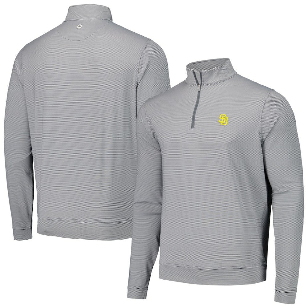 San Diego Padres Peter Millar Perth Sugar Stripe Performance Quarter-Zip Top Black