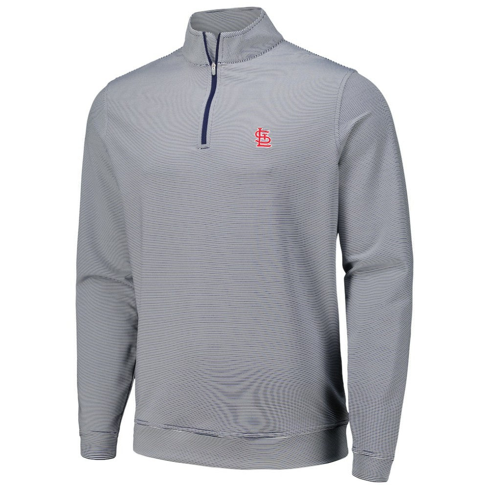 St. Louis Cardinals Peter Millar Perth Sugar Stripe Performance Quarter-Zip Top Navy