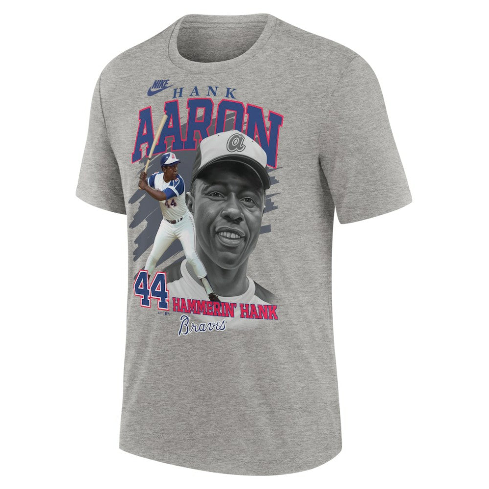 Hank Aaron Atlanta Braves Cooperstown Collection Player Local T-Shirt Heather Gray | Nike