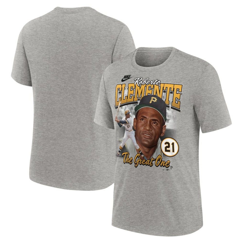 Roberto Clemente Pittsburgh Pirates Cooperstown Collection Player Local T-Shirt Heather Gray | Nike