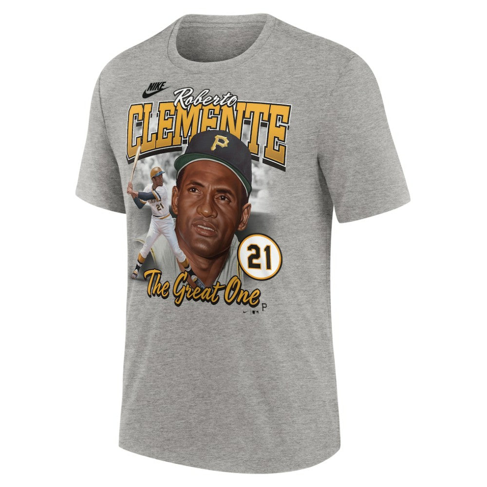 Roberto Clemente Pittsburgh Pirates Cooperstown Collection Player Local T-Shirt Heather Gray | Nike
