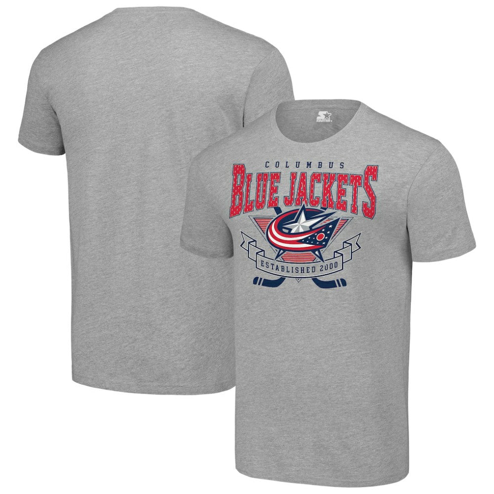 Columbus Blue Jackets Starter Team Logo Graphic T-Shirt Heather Gray