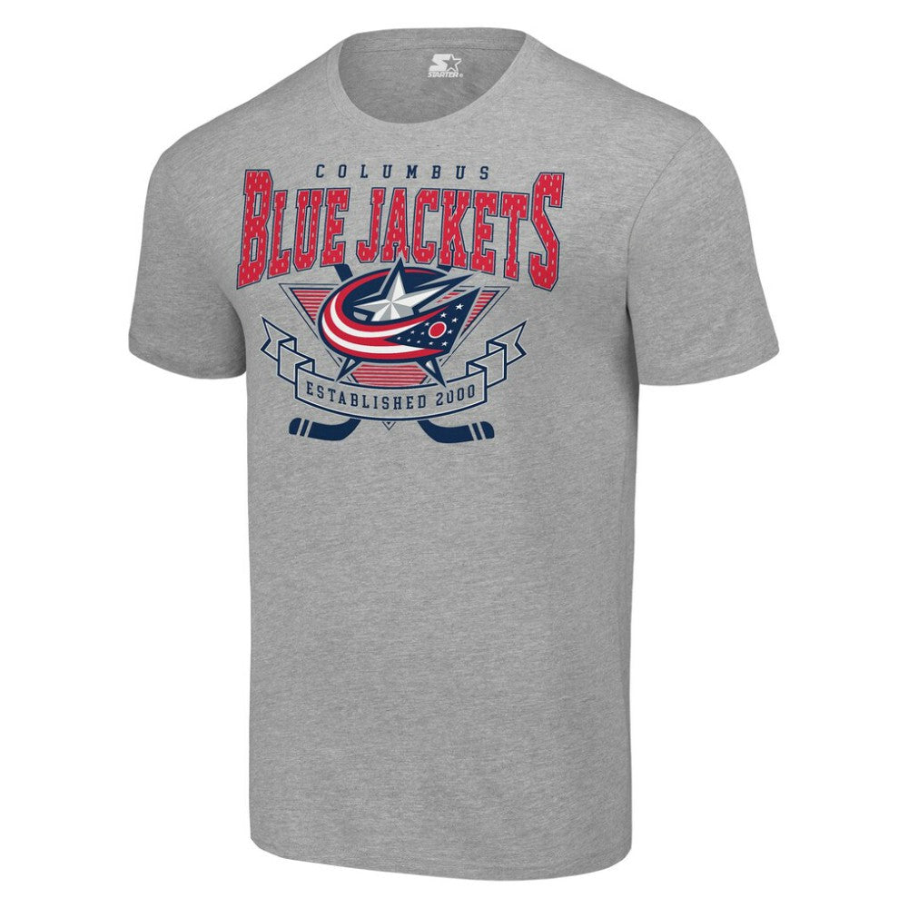 Columbus Blue Jackets Starter Team Logo Graphic T-Shirt Heather Gray
