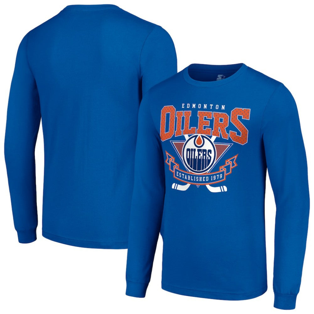 Edmonton Oilers Starter Team Logo Graphic Long Sleeve T-Shirt Royal