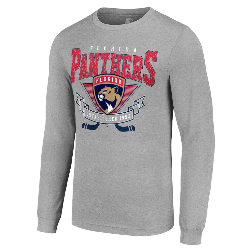Florida Panthers Starter '80s Inspired Team Logo Long Sleeve T-Shirt Heather Gray