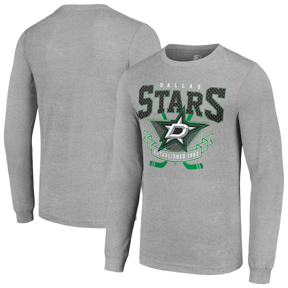 Dallas Stars Starter '80s Inspired Team Logo Long Sleeve T-Shirt Heather Gray