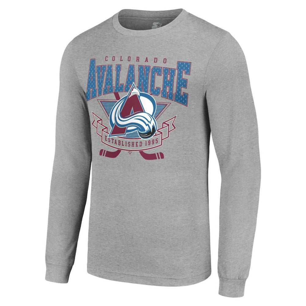 Colorado Avalanche Starter '80s Inspired Team Logo Long Sleeve T-Shirt Heather Gray
