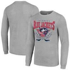 Columbus Blue Jackets Starter '80s Inspired Team Logo Long Sleeve T-Shirt Heather Gray