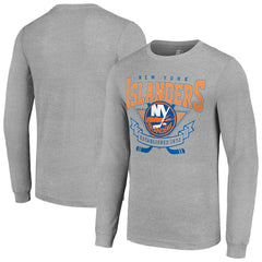 New York Islanders Starter '80s Inspired Team Logo Long Sleeve T-Shirt Heather Gray