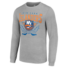 New York Islanders Starter '80s Inspired Team Logo Long Sleeve T-Shirt Heather Gray
