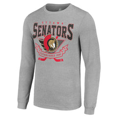 Ottawa Senators Starter '80s Inspired Team Logo Long Sleeve T-Shirt Heather Gray