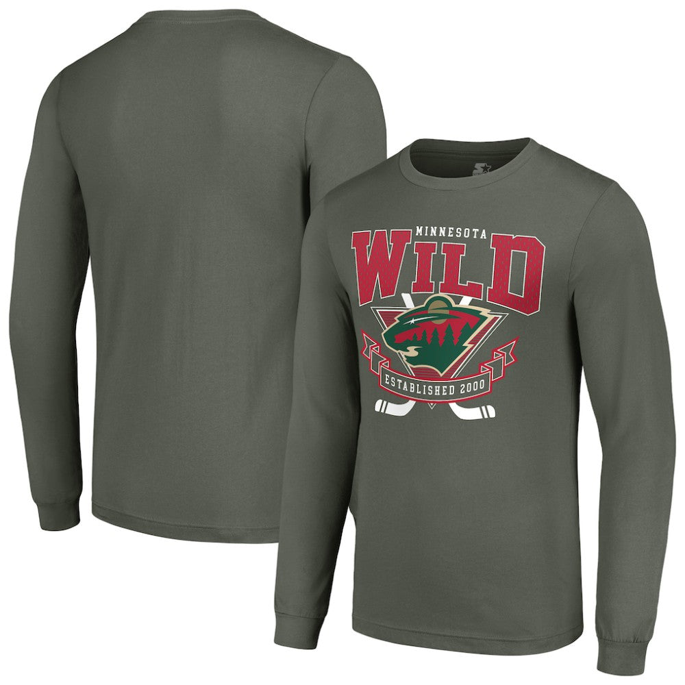 Minnesota Wild Starter Team Logo Graphic Long Sleeve T-Shirt Olive
