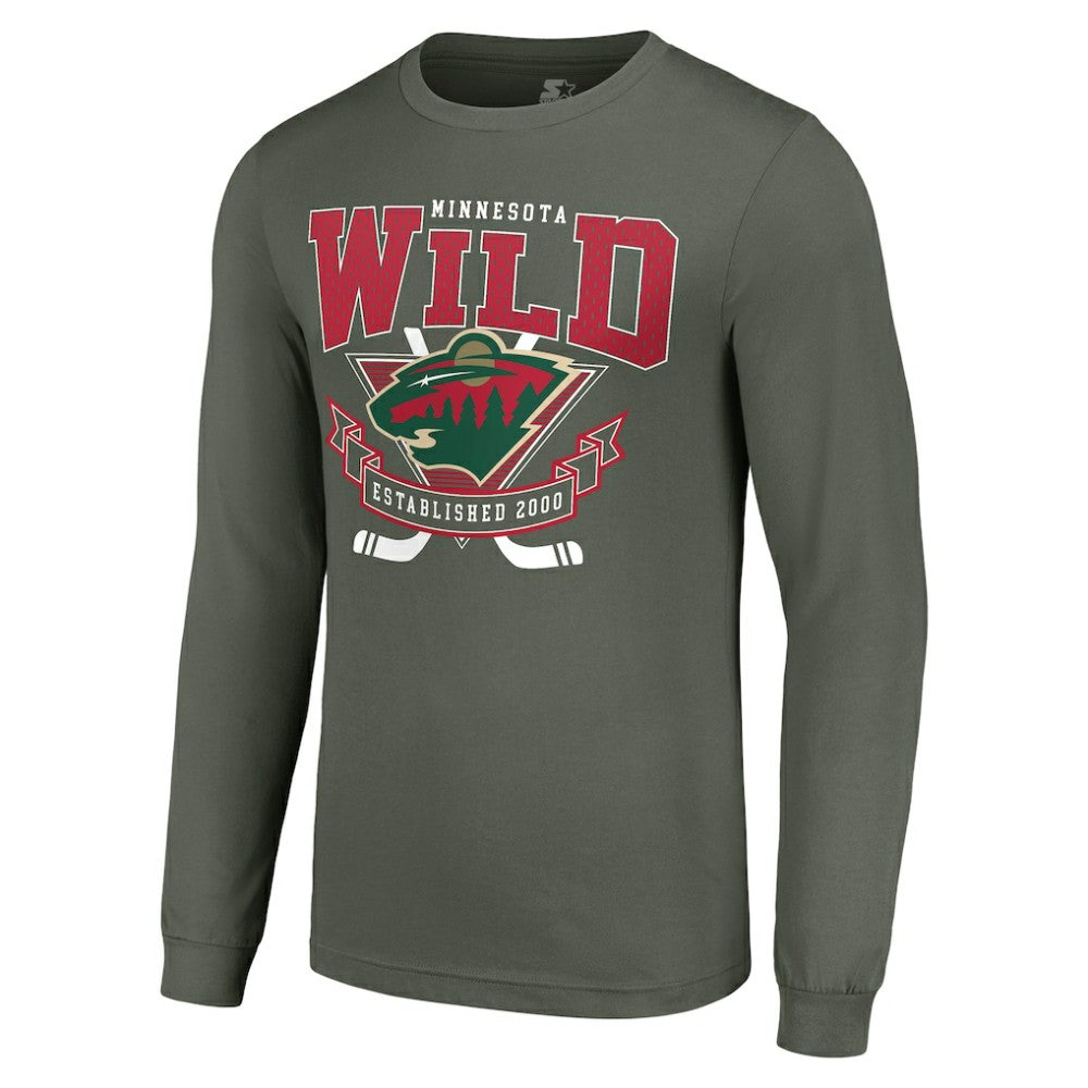 Minnesota Wild Starter Team Logo Graphic Long Sleeve T-Shirt Olive
