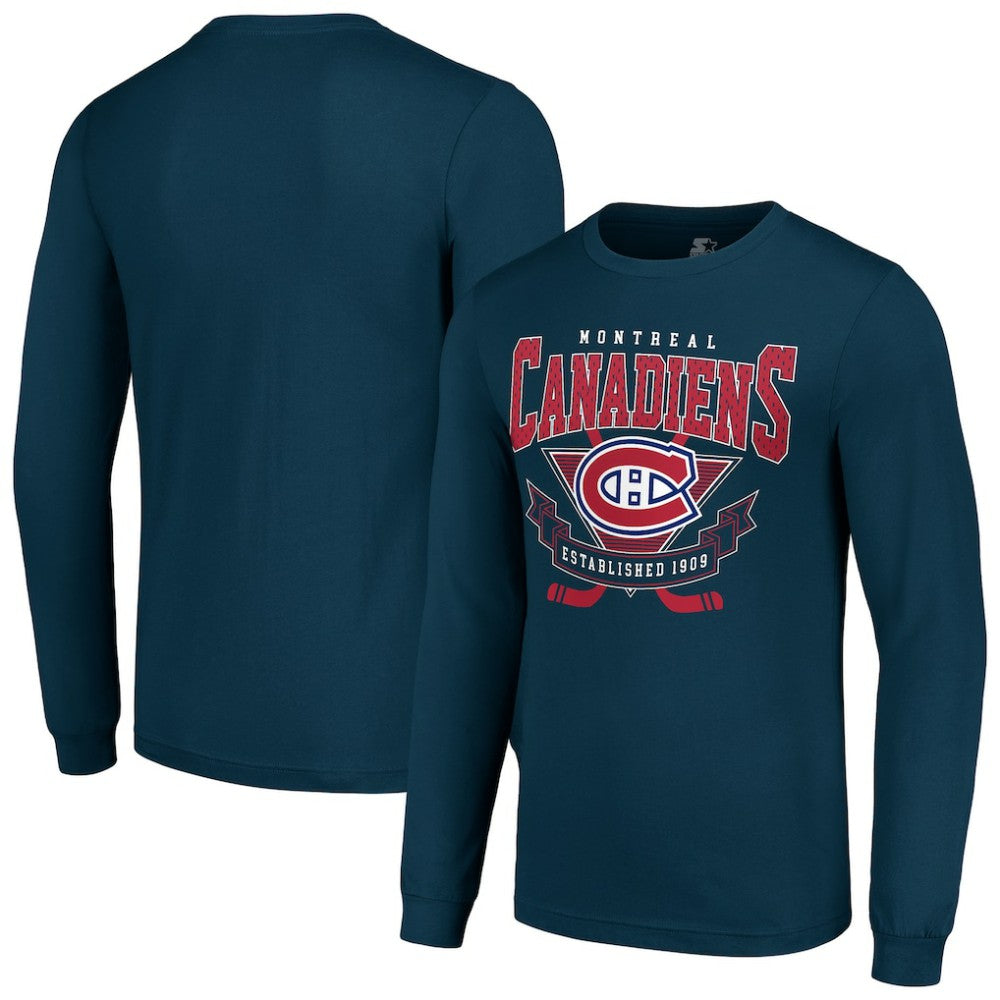 Montreal Canadiens Starter Team Logo Graphic Long Sleeve T-Shirt Navy