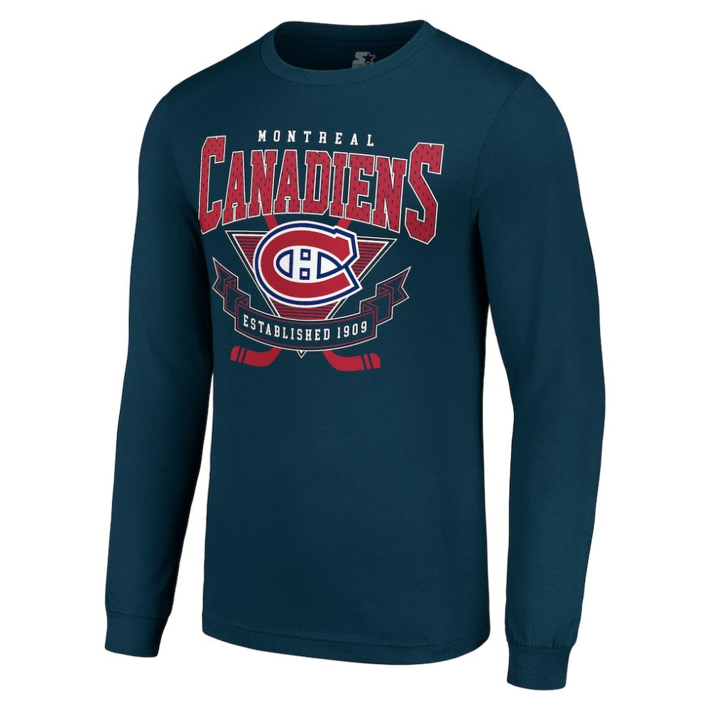 Montreal Canadiens Starter Team Logo Graphic Long Sleeve T-Shirt Navy