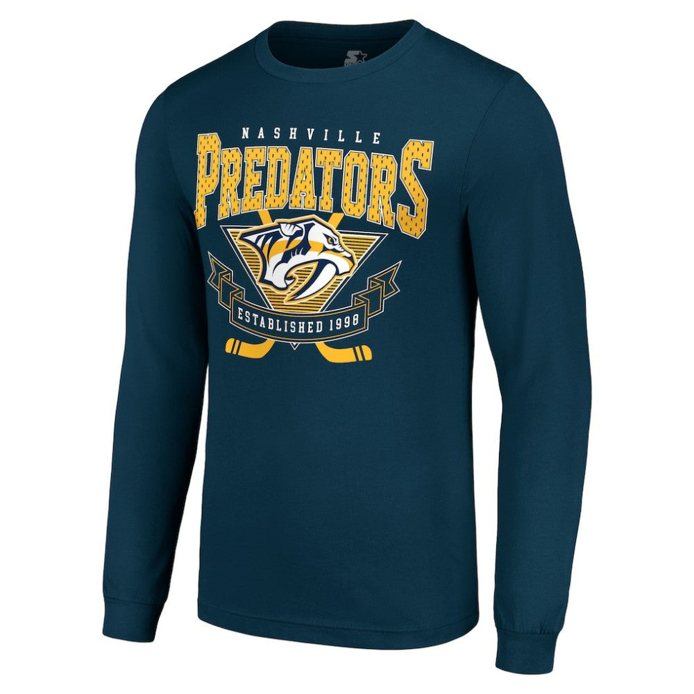 Nashville Predators Starter Team Logo Graphic Long Sleeve T-Shirt Navy