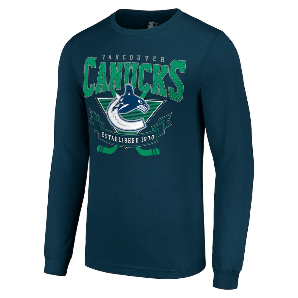 Vancouver Canucks Starter Team Logo Graphic Long Sleeve T-Shirt Navy