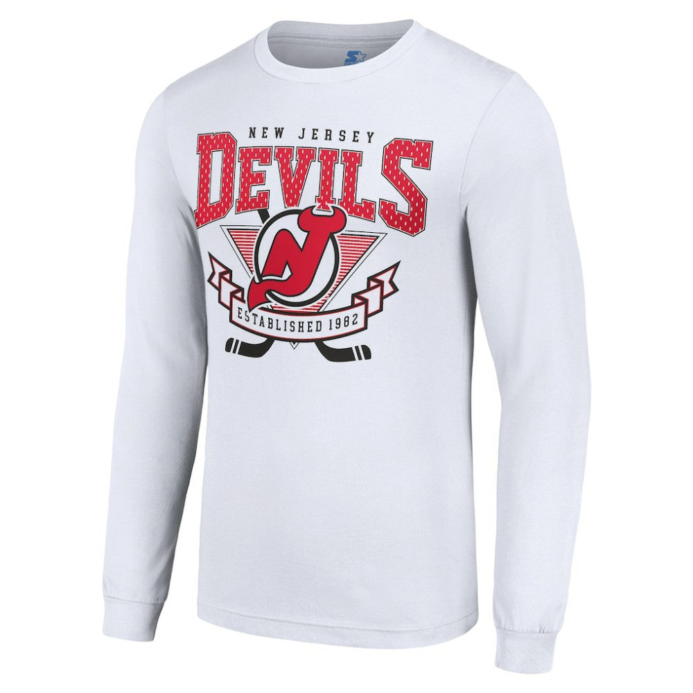 New Jersey Devils Starter Team Logo Graphic Long Sleeve T-Shirt White