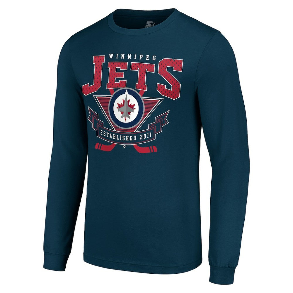 Winnipeg Jets Starter Team Logo Graphic Long Sleeve T-Shirt Navy