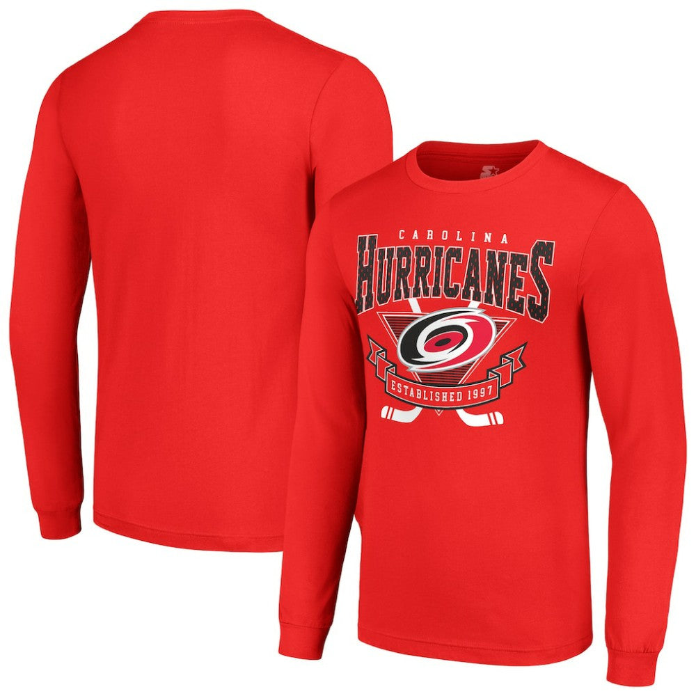 Carolina Hurricanes Starter Team Logo Graphic Long Sleeve T-Shirt Red