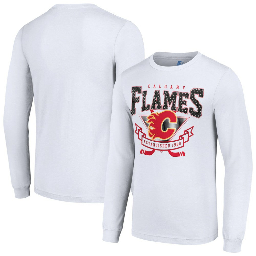 Calgary Flames Starter Team Logo Graphic Long Sleeve T-Shirt White