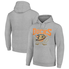 Anaheim Ducks Starter Team Logo Graphic Fleece Tri-Blend Pullover Hoodie Heather Gray